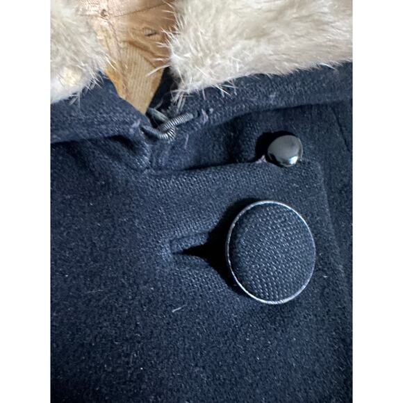 Vintage wool angora mink collar woman coat black gray DOBROYD retro overcoat S - Picture 10 of 16